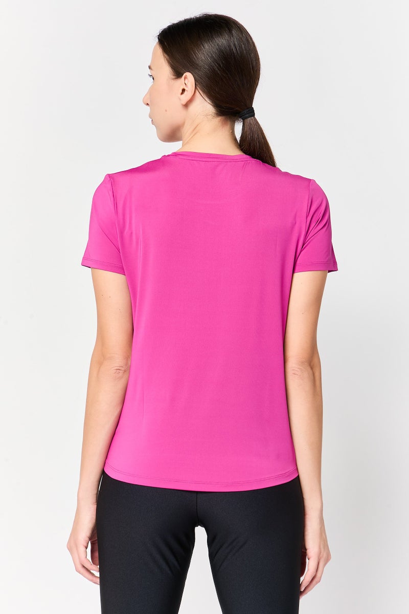 Nike Women Dri-Fit Short Sleeve Training Top, Hot Fuchsia - Image 3